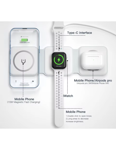 Chargeur Induction sans Fil - 3 en 1 Pliable...